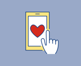 Contact our team The image shows a hand holding a mobile phone. There is a red heart on the phone screen.