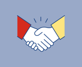 Talk to a solicitor The image shows a pair of shaking hands